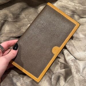 Vintage Trussardi Brown Leather Long Wallet/Check & Doc Holder Italian Made